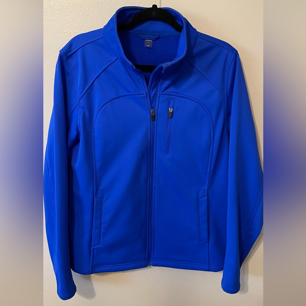 Royal blue zip-front jacket